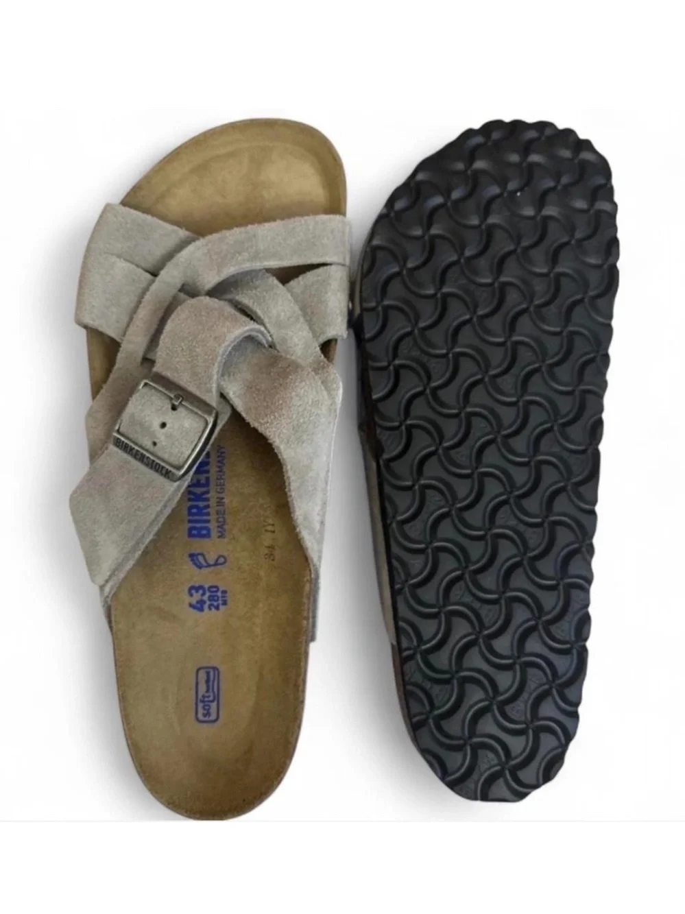 Birkenstock Lugano Stone Coin Suede Crisscross Sandals Size EU 43/US Men 10-10.5